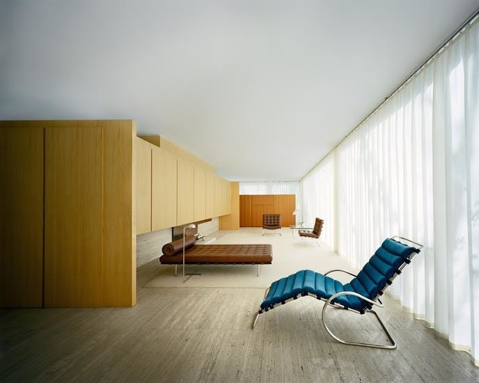 Mies van der Rohe Farnsworth House, Interior, 	37.75 x 47.5 inch archival pigment print 