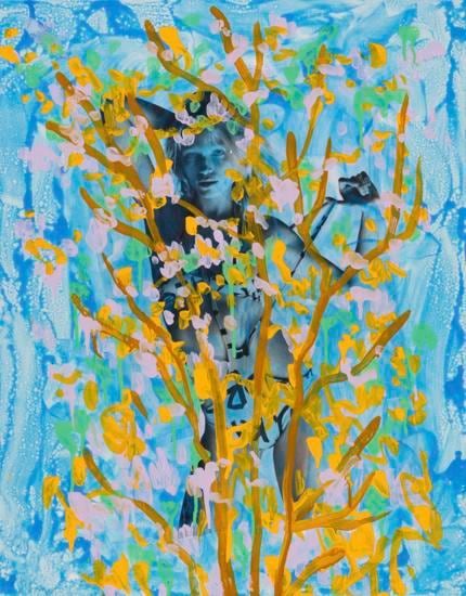 Untitled (Hana Jirickova by Daniel Jackson for The Last Magazine, Issue No. 14, Spring 2015), 2015, 	Acrylic, Urethane, and Magazine Page on Canvas