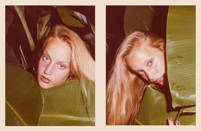 Jerry Hall. 1975, 	Two 4.5 x 3.25 inch unique vintage Kodak prints