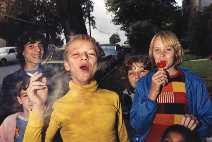 Boy in Yellow Shirt Smoking. Scranton, PA. 1977.