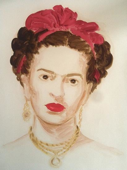 Frida Kahlo.  From the series "The History of Art".  Oil on paper.  16 x 12 inches. 
