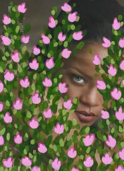  Untitled (Rihanna by Mert Alas and Marcus Piggott for Vogue, April, 2016), 2016, 	Acrylic on Magazine Page