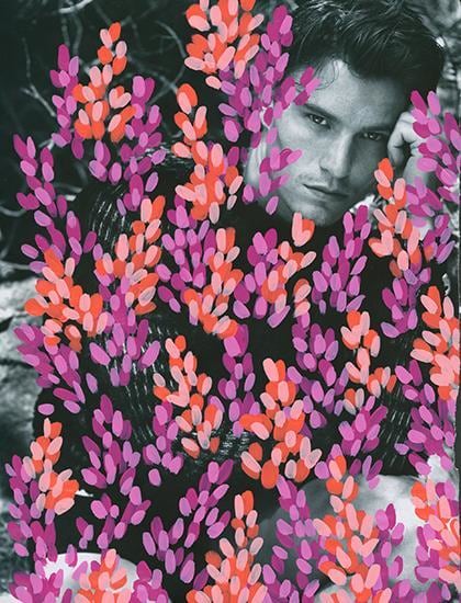Untitled (Oliver Cheshire by Lawrence Spark for Seventh Man #10, Autumn/Winter 2015), 2016, 	Acrylic on Magazine Page