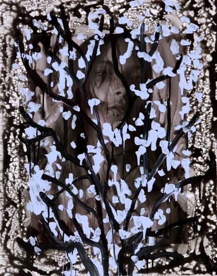  Untitled (Julia Bergshoeff by Josh Olins for The Last Magazine, Issue No. 14, Spring 2015), 2015, 	Acrylic, Urethane, and Magazine Page on Canvas