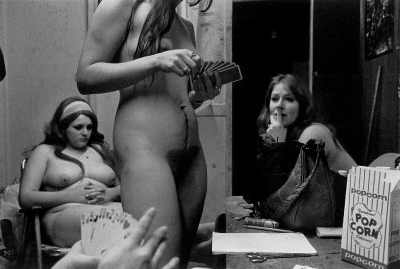 The dressing room, Fryeburg, ME, 1975, 	From “Carnival Strippers” 