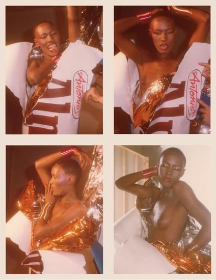 Grace Jones. 1977, 	Four 4.5 x 3.25 inch unique vintage Kodak prints