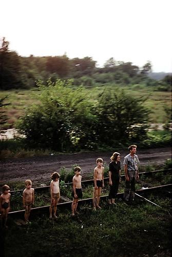 Paul Fusco. Untitled from RFK Funeral Train (Family in descending order).  1968 / printed 2008.  36 x 24 inch cibachrome.