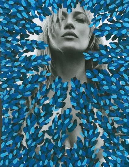 Untitled (Kate Moss by Craig McDean for British Vogue, May 2016), 2016, Acrylic on Magazine Page