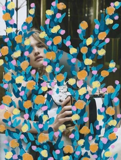 Untitled (Natalia Vadianova by Steven Meisel for Prada), 2016, 	Acrylic on Magazine Page
