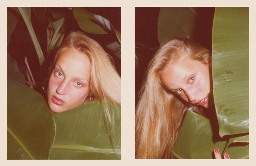 Jerry Hall. 1975, 	Two 4.5 x 3.25 inch unique vintage Kodak prints