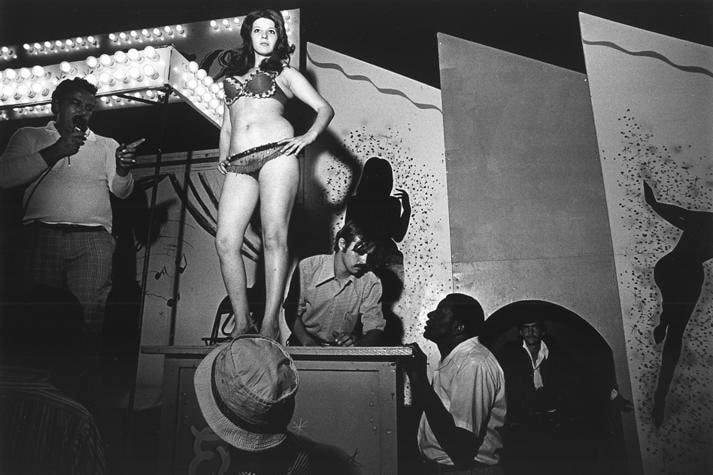 From “Carnival Strippers” 1972 - 1975.  , 	11.5 x 17.5” silver gelatin print
