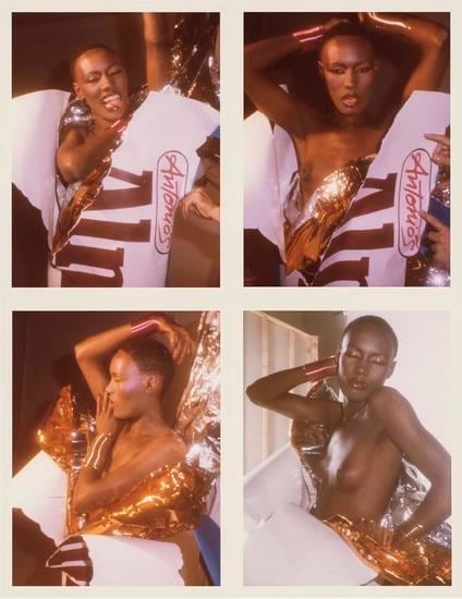 Grace Jones. 1977, 	Four 4.5 x 3.25 inch unique vintage Kodak prints