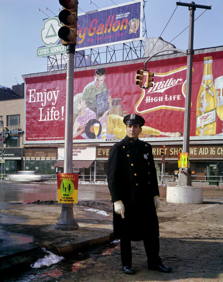 Policeman, 59th St., New York. 1964, 20 x 16 inch dye transfer print