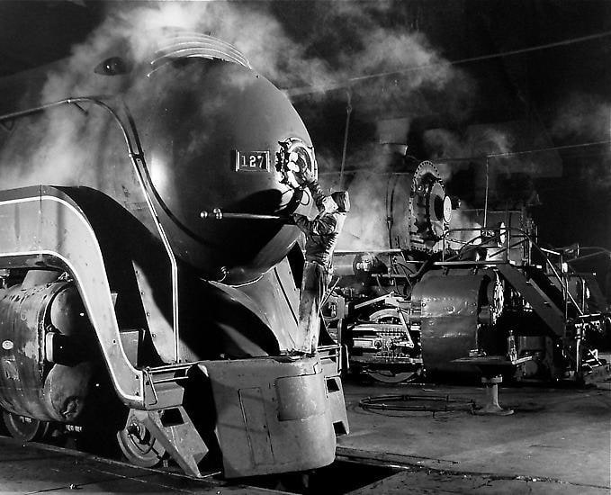 O. Winston Link, 	Shaffers Crossing Roundhouse. Roanoke, West Virginia. 1958. 