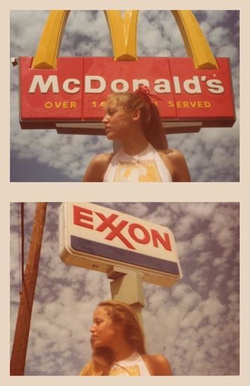 Jerry Hall. 1975, 	Two 3.25 x 4.5 inch unique vintage Kodak prints