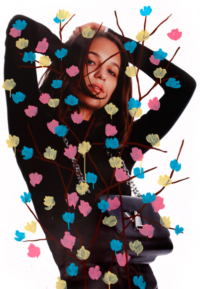 Untitled (Alicia Vikander by Patrick Demarchelier for Louis Vuitton), 2016 , Acrylic on NYC Bus-Stop Shelter Advertisement 