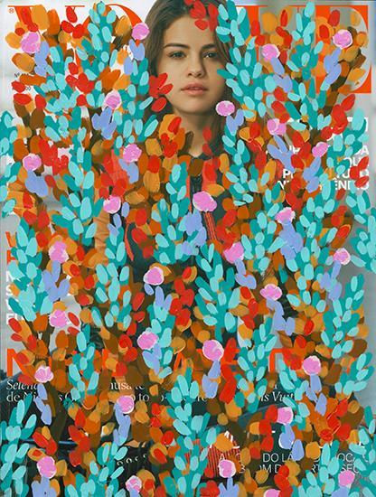 Untitled (Selena Gomez by Bruce Weber for Vogue Brasil, June, 2016), 2016, 	Acrylic on Magazine Page