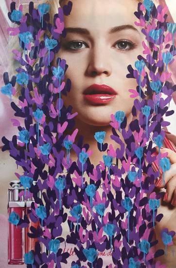 Untitled (Jennifer Lawrence by Craig McDean for Dior), 2016, 	Acrylic on Paris Bus-Stop Shelter Advertisement