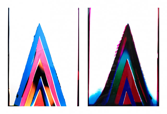 From left to right: Party Portal II - Phoenix Portal, 2018, 30 x 20 inches each