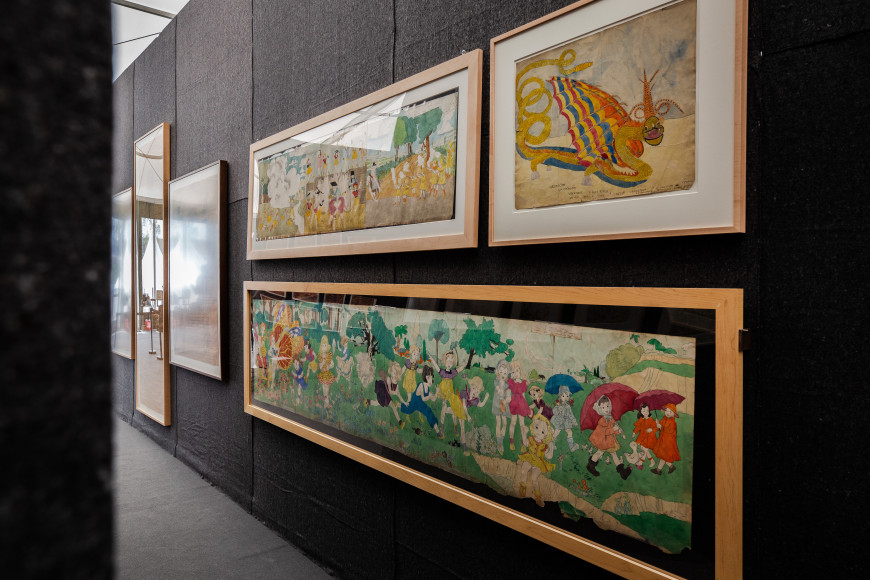 &quot;The Doors of Perception.&quot; Installation view.&nbsp;Photo by Olya Vysotskaya., Works by Henry Darger.