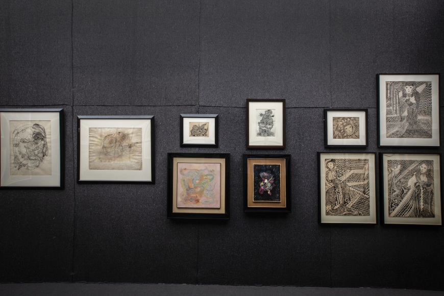 &quot;The Doors of Perception.&quot; Installation view. Photo by Olya Vysotskaya., Works, from left: Unica Z&uuml;rn and Madge Gill.