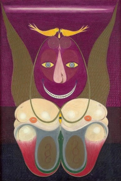 Friedrich Schröder-Sonnenstern (1892-1982) Russia/Germany, The Moon Culturing Painting (Das Mondkulturchandmal), 1961, Pencil on board, 28 x 20 in