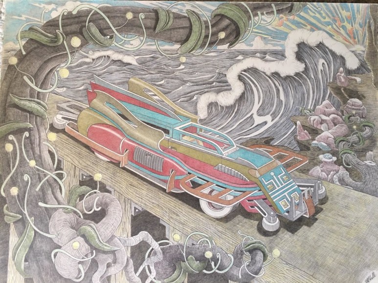 William A. Hall (1943) USA, Untitled, Pencil and crayon on found paper, 18 x 25 in