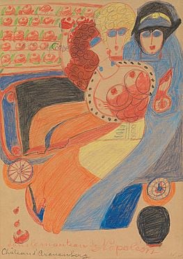 Aloïse Corbaz (1886-1964) Switzerland, Dans le manteau de Napoléon (In Napoleon's Coat), 1955, Crayon on paper, 23 x 16.5 in