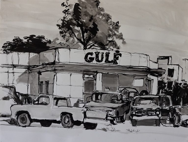 Peter Ligon, Gulf. 2009. Ink on Paper, 19 x 25&rdquo;