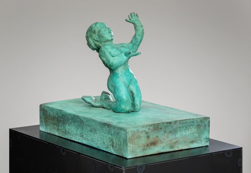 Nixe 2021 cast patinated bronze on artist's steel base