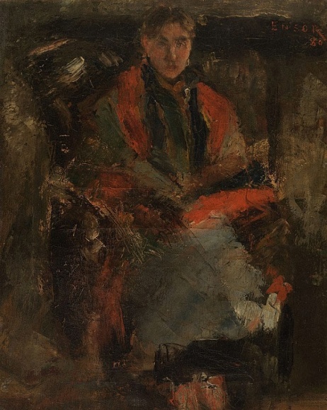 James Ensor La femme au châle rouge (Woman with a Red Shawl)