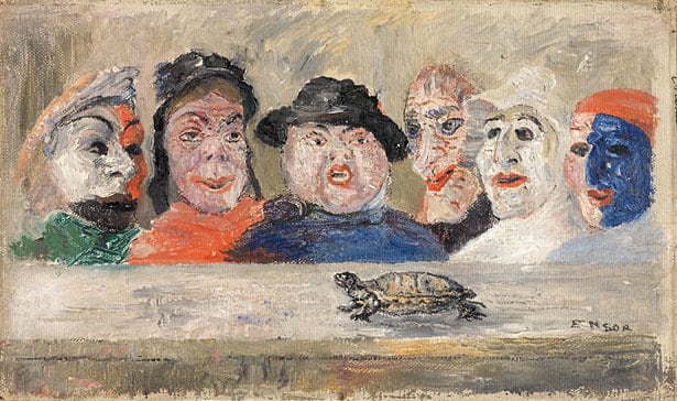 James Ensor Masques regardant une tortue (Masks Watching a Tortoise)