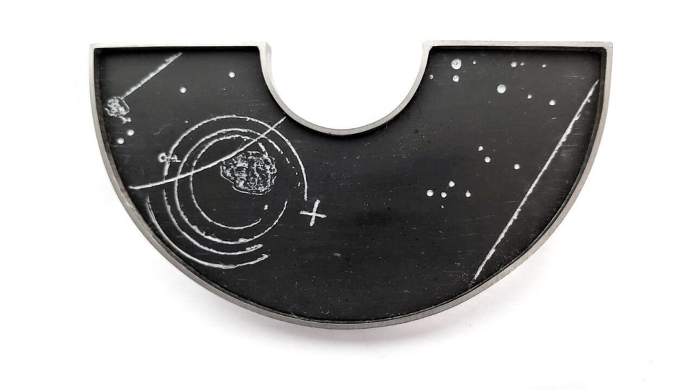 Ann Parkin, Brooch - Particle Shower, Etched Black