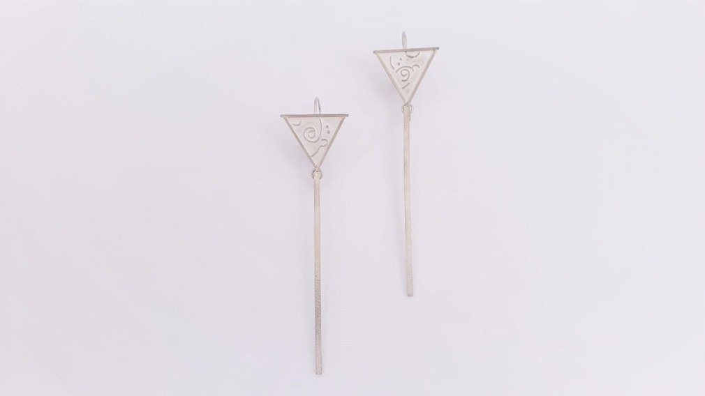 Ann Parkin, Earrrings - Particle Tracks, Triangle