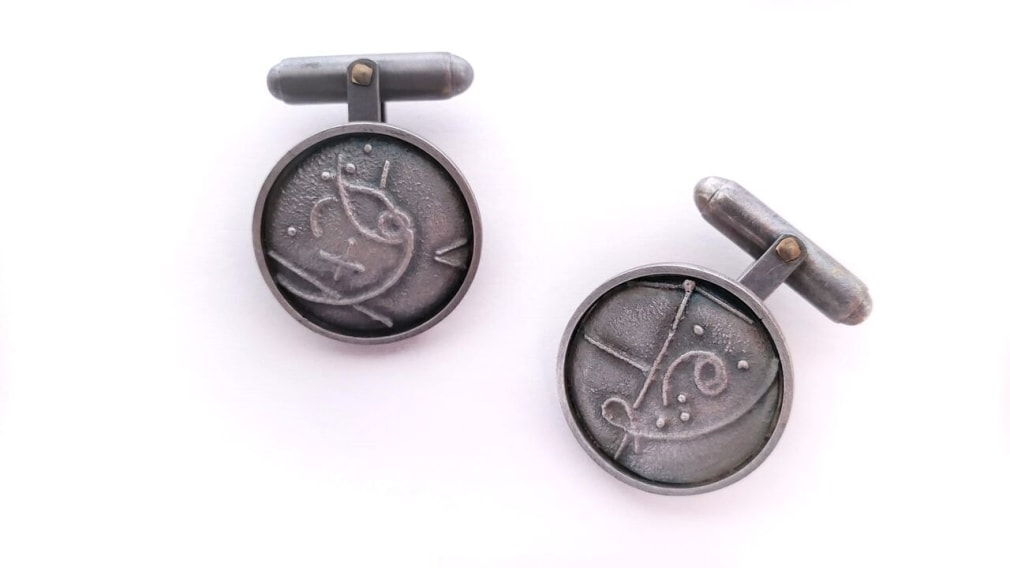 Ann Parkin, Cufflinks - Bubble Chamber Fused #2