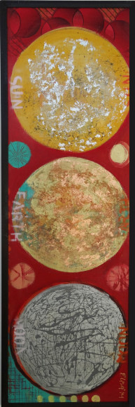 Elisa Lejuez | Sun Earth Moon - Mixed Media - 59 x 20&quot;