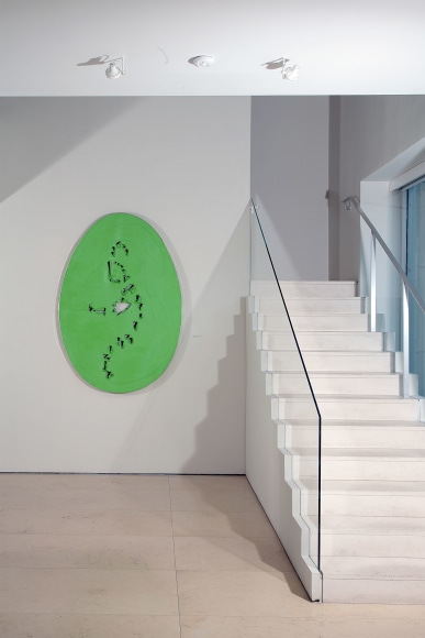 Installation view of The Wounded Canvas: Burri Fontana Manzoni T&agrave;pies. Photography by Guenter Knop. &copy;Helly Nahmad Gallery NY.