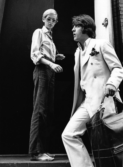 Ron Galella, Twiggy and Justin de Villeneuve outside of Bert Stern’s Studio, New York, 1967