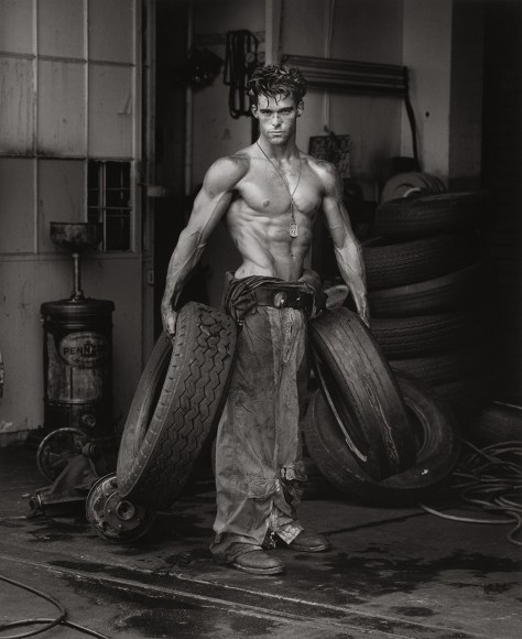 Herb Ritts, Fred with Tires, Hollywood, 1984