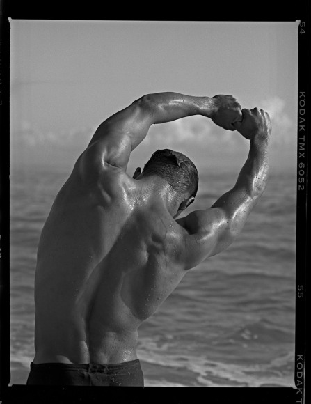 Len Prince, Untitled (Man stretching by Ocean), 1992