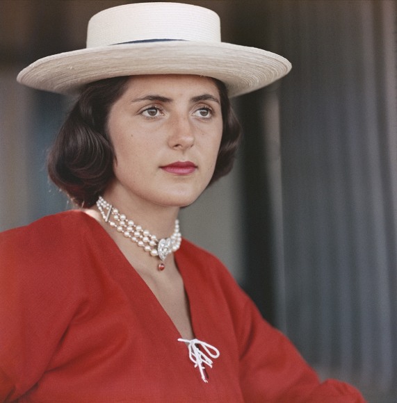 Slim Aarons, Ursula Pacelli, 1957:Ursula Pacelli poses at the Venice Lido, Venice, Italy