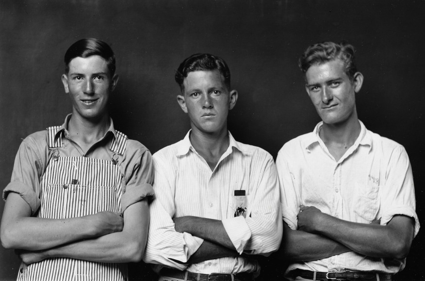 Disfarmer, Three young men: Homer Eakers, Loy Neighbors, and Julius eakers