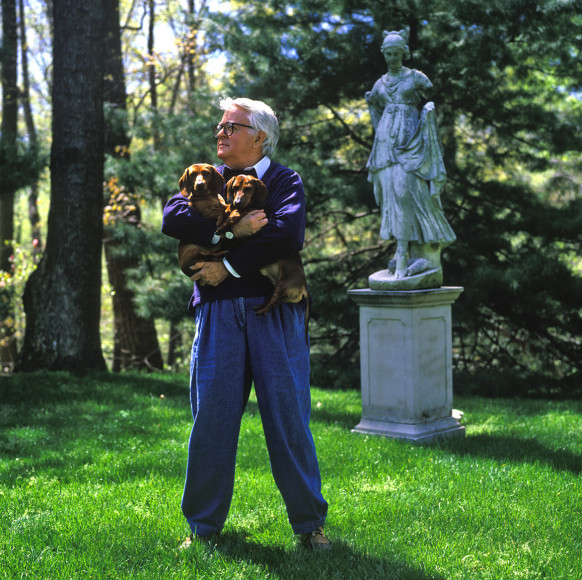 Harry Benson, Geoffrey Beene with Dogs, Westhampton Beach, 1988