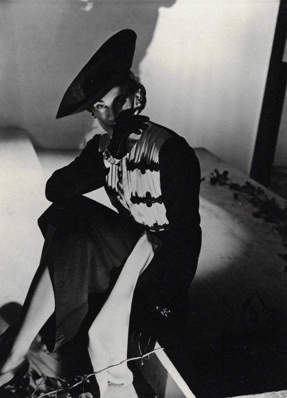 Horst, Mademoiselle Zelinsky Modeling Lucien Lelong for French Vogue, Paris, 1937