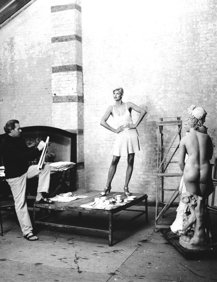 Patrick Demarchelier, Mats Gustafson and Linda Evangelista in Christian Lacroix, Harper’s Bazaar, 1995