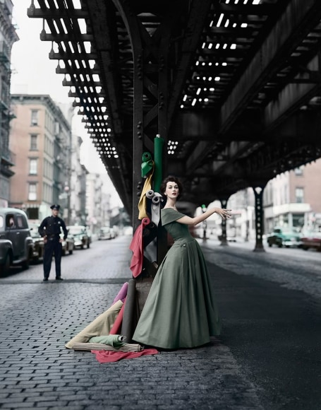William Helburn, Dovima under the El in Christian Dior, 1956