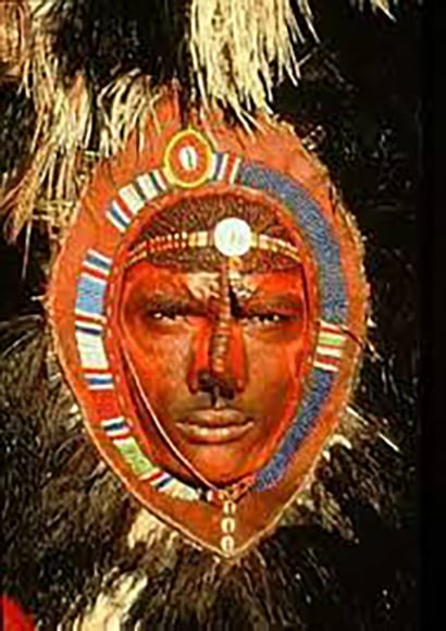 Carol Beckwith and Angela Fisher, Maasai Warror with Red Ochre Face Paint, Kenya