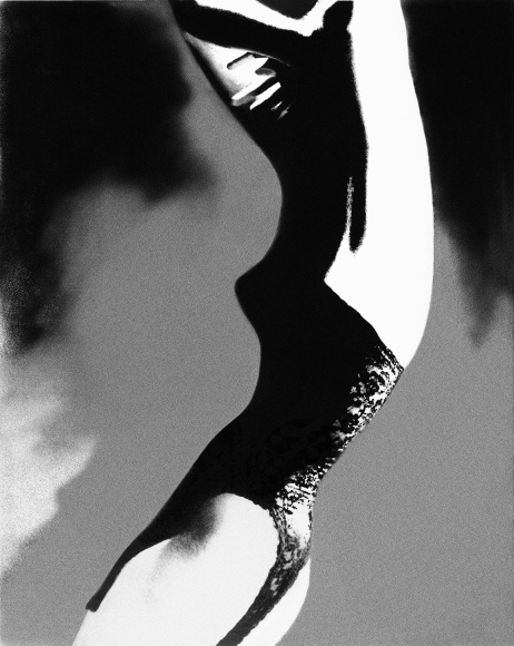 Lillian Bassman The Mold of the Princess- Everything Black and Lacy, model unknown, lingerie by Lily of France, Harper’s Bazaar, 1954