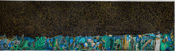 Night Garden, 2018, Acrylic on aluminum mesh