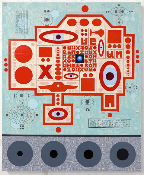 Karla Knight (b. 1958), Red Spaceship with Blue Center (OUM-UR-99),&nbsp;2019